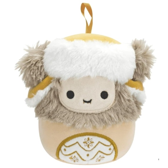 Squishmallows Holiday Ornament Dray, 4” Plush Cream Yeti with Hat, BNWT - Picture 10 of 10